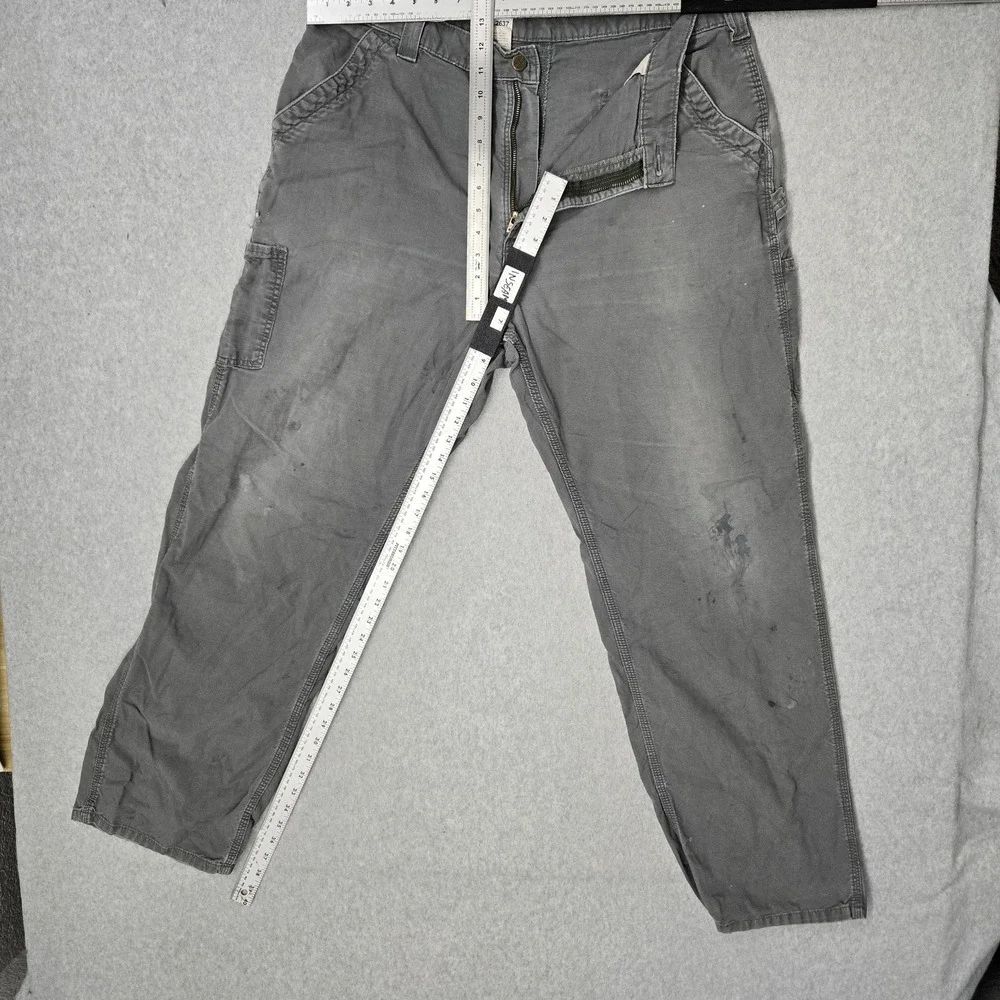 Carhartt Men Pants 40X34 Gray Cargo Carpenter Canvas B151 Dungaree Y2K READ